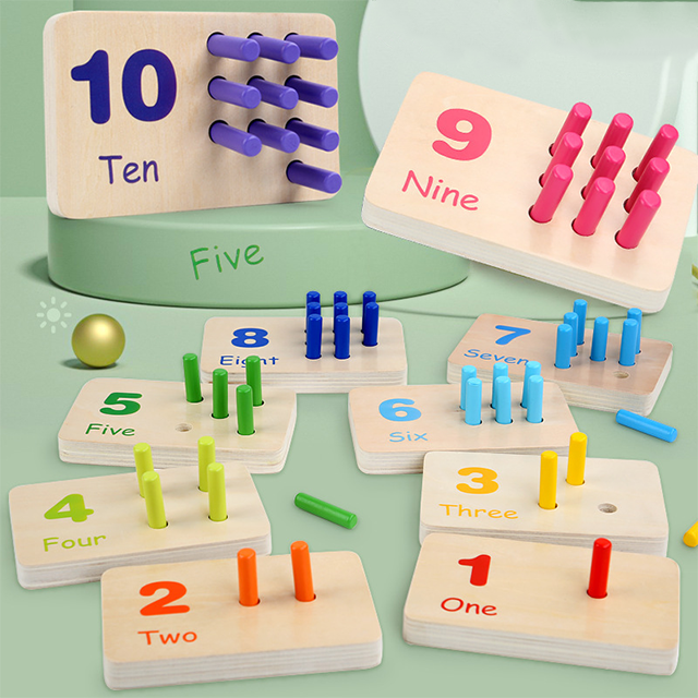 Children's Montessori Sensory Early Education Math Learning Stick Color Cognition Matching Board Wooden Stick Game Education Toy