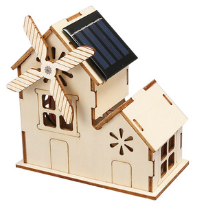 Solar Powered Wooden House School Scientific Experimental Materials Package Eco-friendly STEM Educational Toys for Children