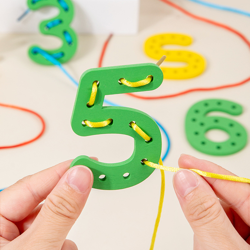HARDWORK Wood Children's Educational Toys Large Bead Threading Blocks Boys Girls Numbers Letters Creative Early Education Bead