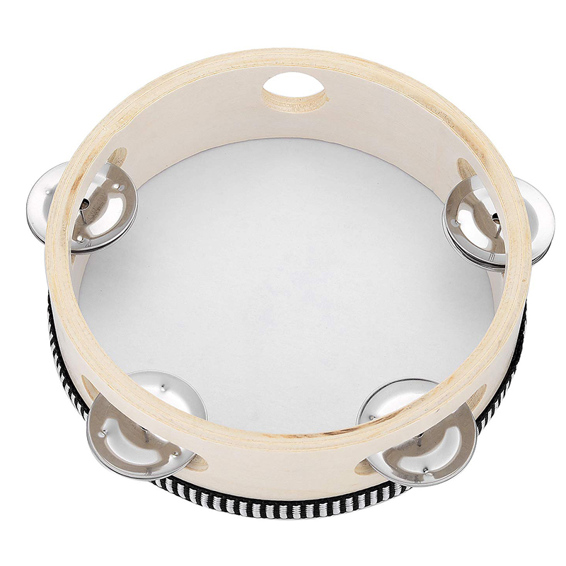 Wholesale Hand Held Birch Tambourine Drum 6 Inch Metal Jingles Bell Percussion Gift Musical Educational Drum Instrument for Kids