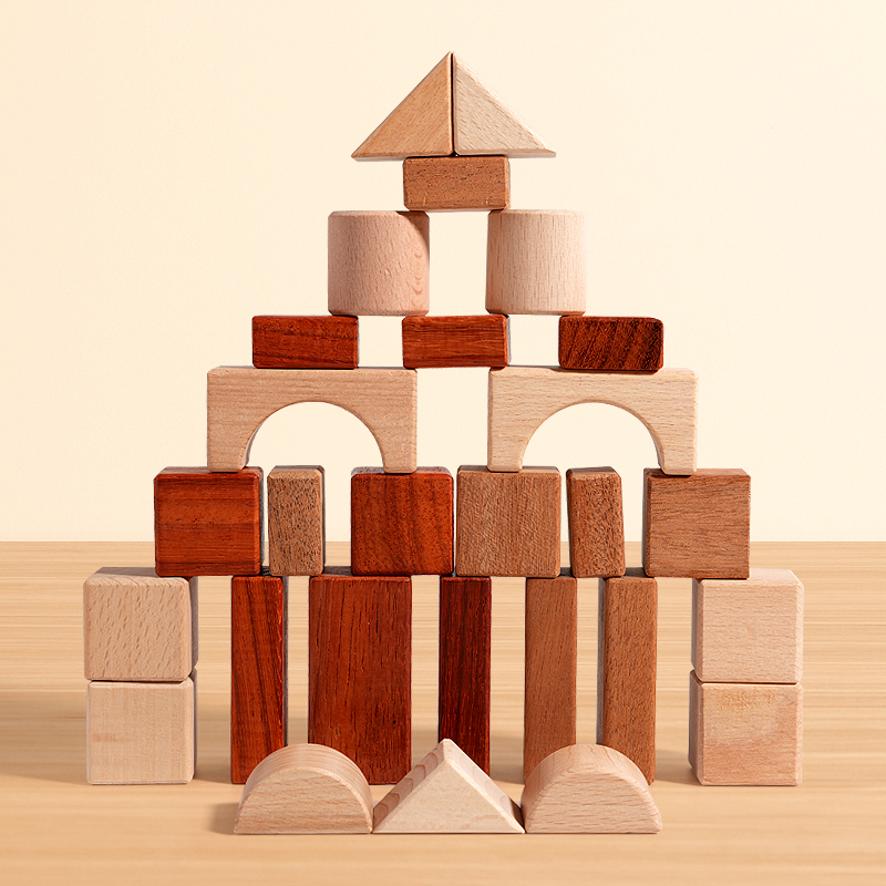 Solid Wood Montessori Sky Educational Model Toy Building Blocks Set for Kids-Montessori Inspired Developing Stacking