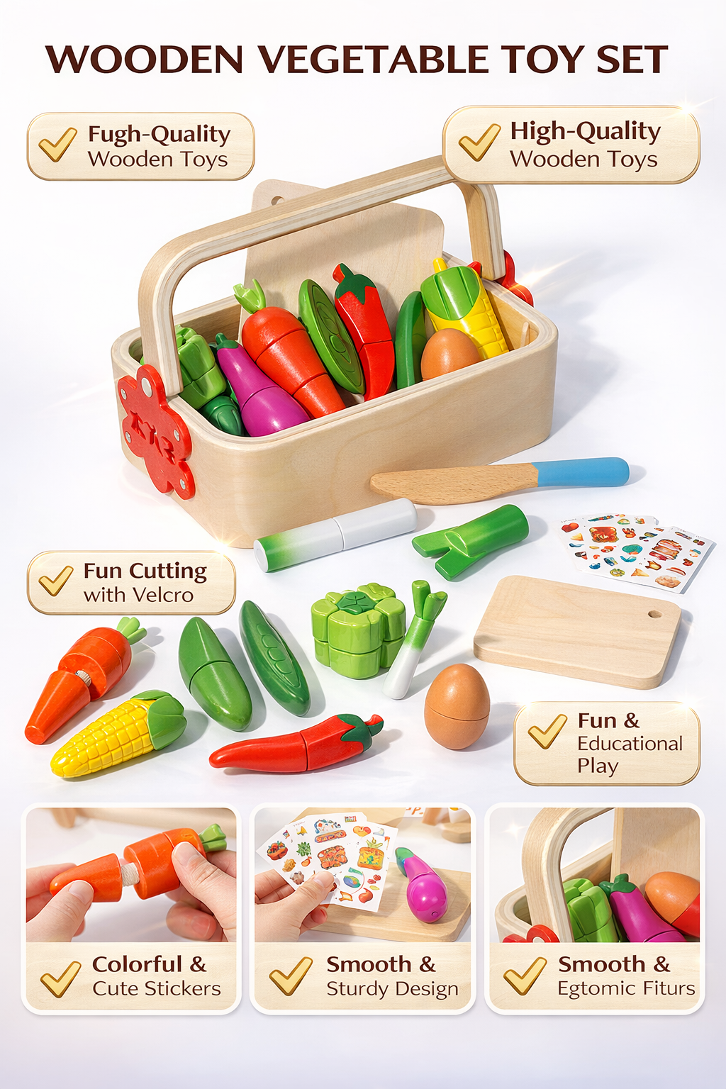 Fun Montessori Wooden Children's Educational Toys Kids Learning Toys for Indoor Preschool Play
