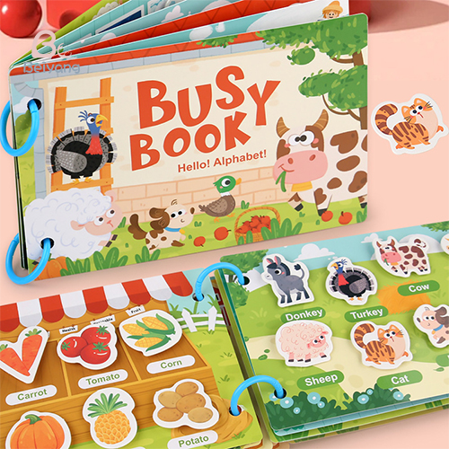 Toddler Quiet Book Early Learning Activities Puzzle Paste Matching Game Toy Kids Educational Magic Tape Wooden Busy Books Toys