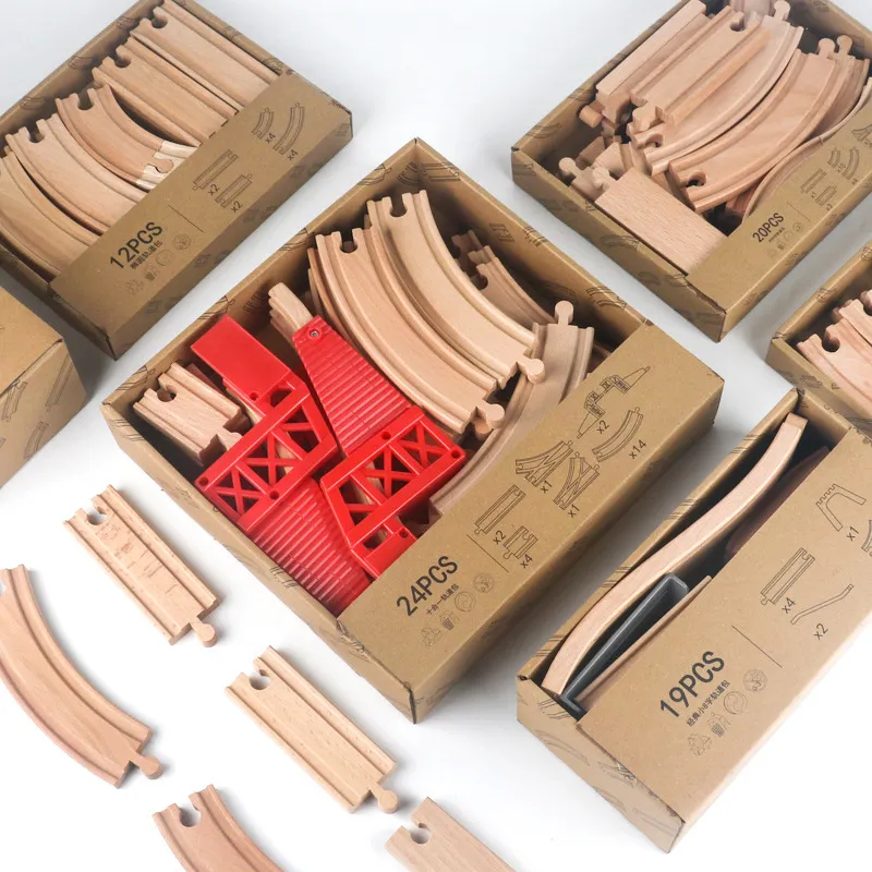 Unisex DIY Creative Wooden Railway Train Track Set Detailed Photo 2