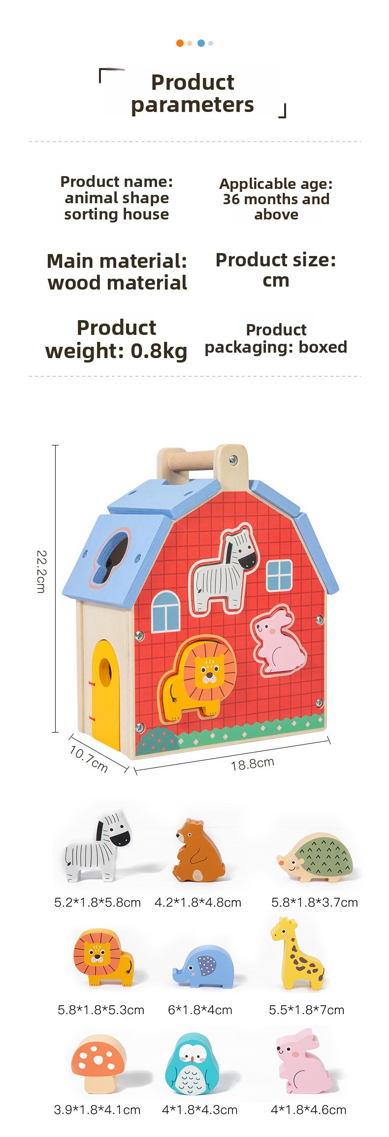 CE CPC Wooden Farm House Toy Montessori Shape Sorting Barn Animal Matching Puzzle Educational Toy for Toddlers Birthday Gift