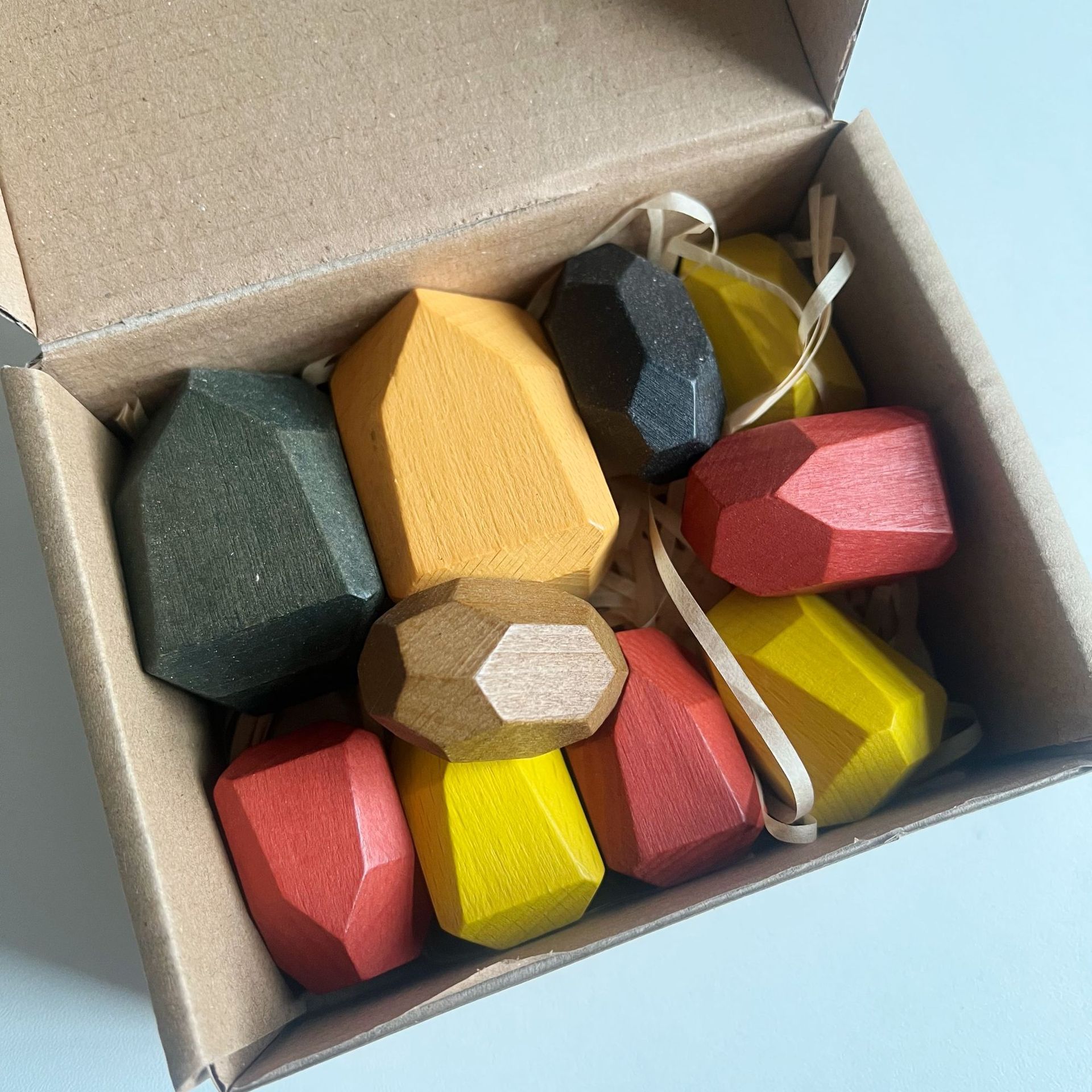 YUCI OEM Ins Wooden Rainbow Stacking Toy Balance Stones Rainbow Stone Blocks Wooden Sorting &amp; Stacking Toys for Kids