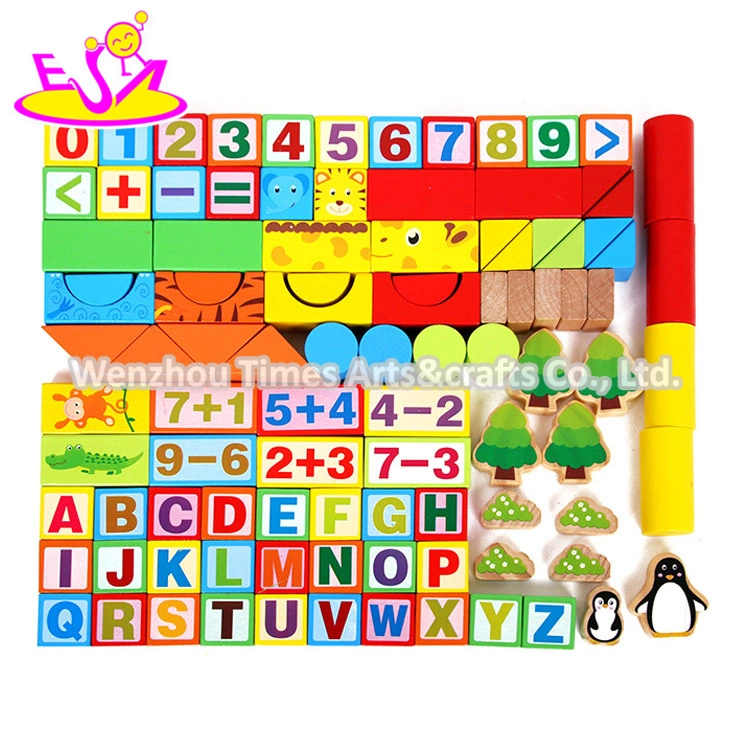 Amazon Best Sellers 100 PCS Children Wooden ABC Building Blocks for Education W13A150