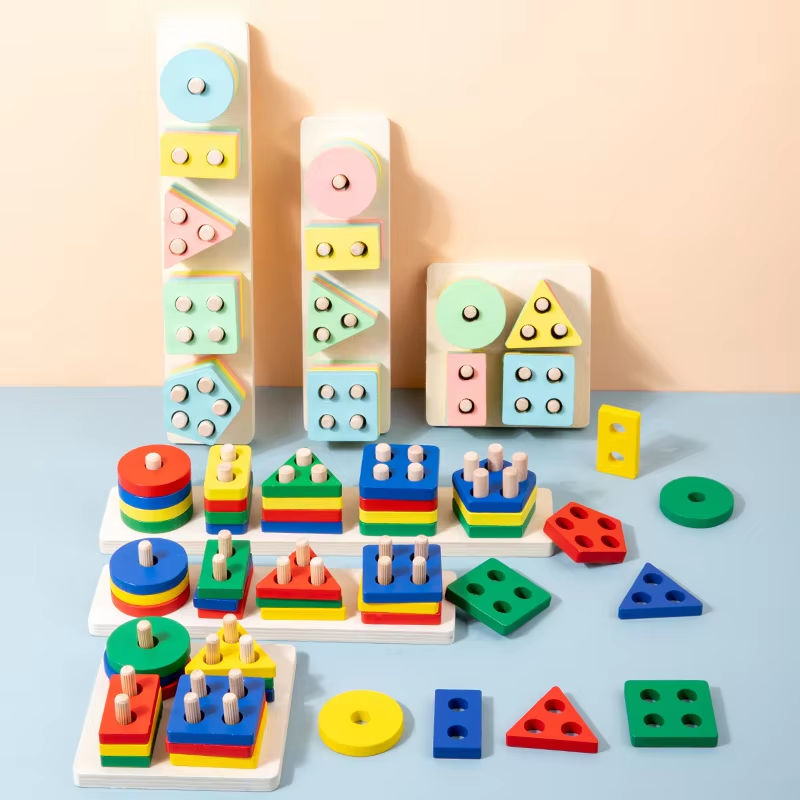 Qiaike Montessori Toys Wooden Learning Puzzles Shape Sorting &amp; Stacking Toys for Toddlers and Kids Preschool