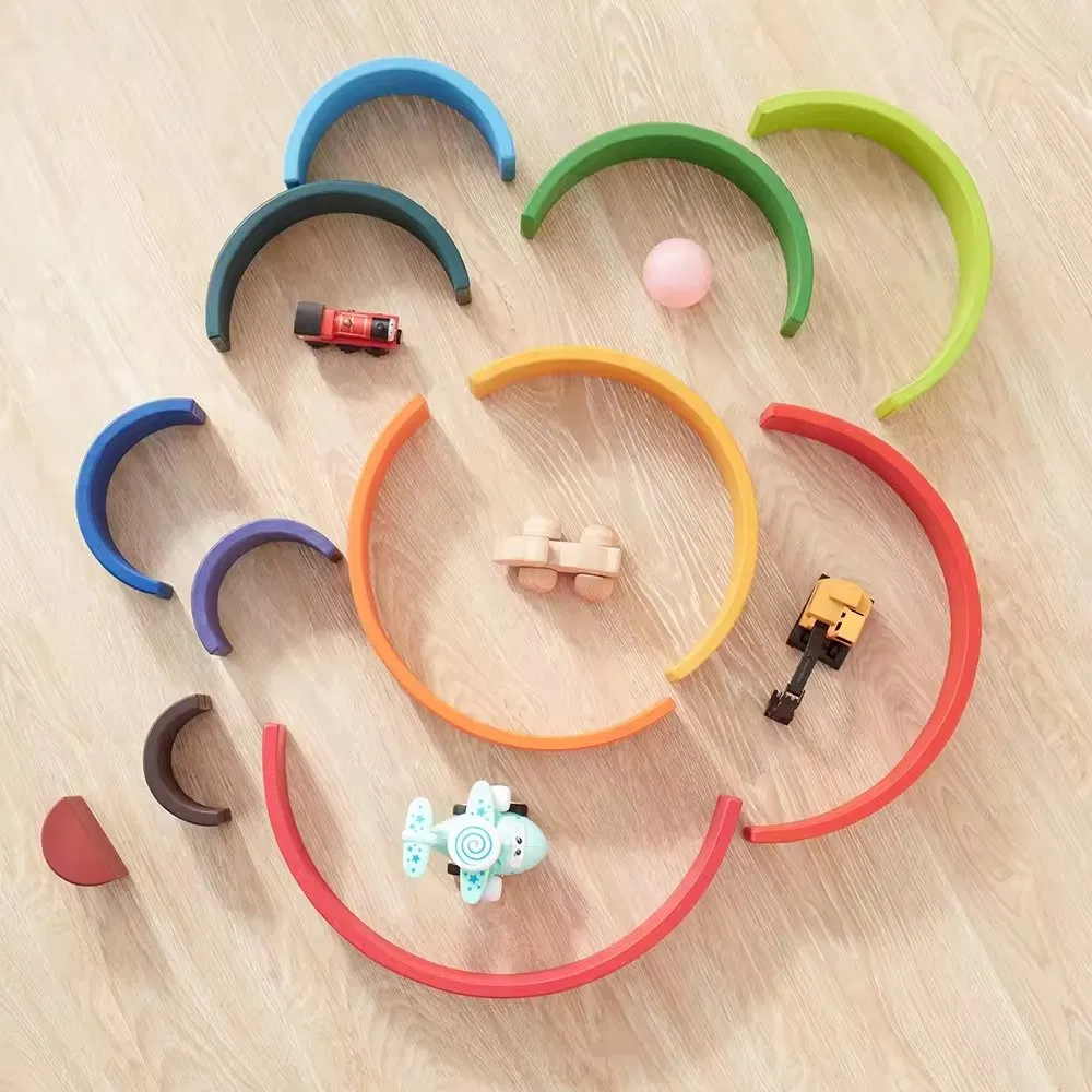 B2b Boori Only Children's DIY Wooden Construction Building Blocks Educational Rainbow Toy for Kids