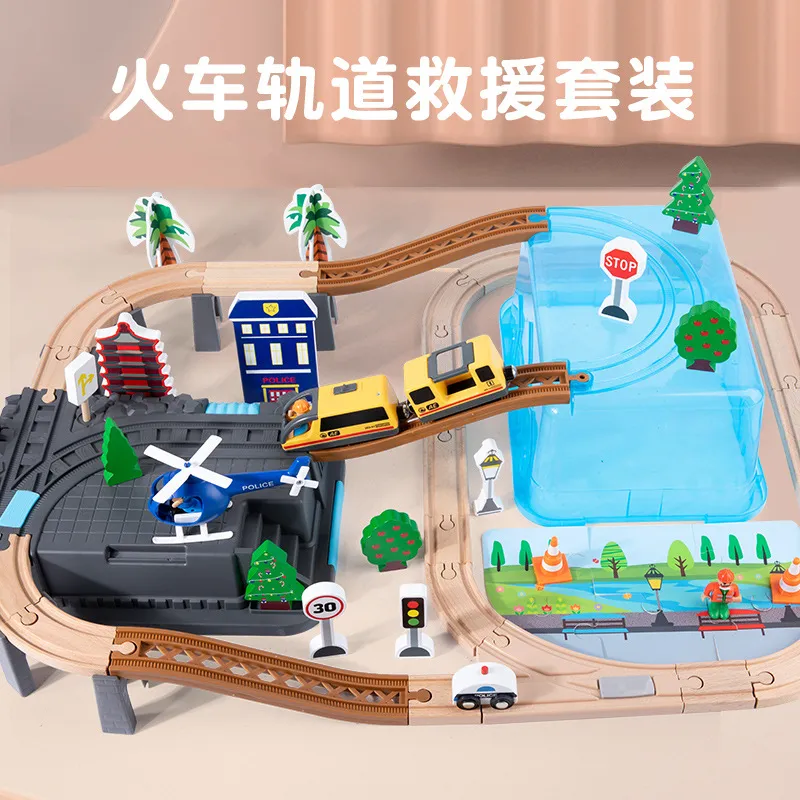 Wooden Education Train Track Sets Jungle Beech Wooden Track Toys Set