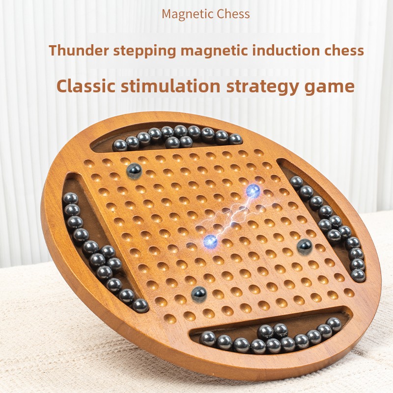 Eco-Friendly Wooden Magnetic Induction Battle Chess Fun Effect Board Game for Children's Toy