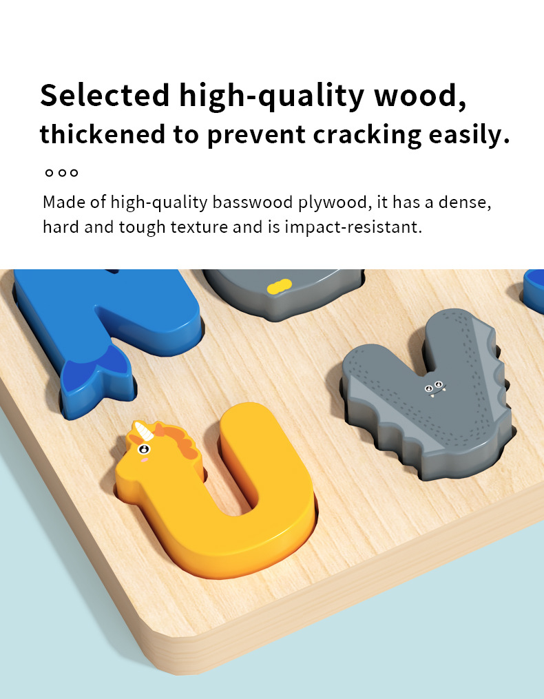 Children Wooden Puzzle Board Cartoon Number Alphabet Cognitive Color Shape Learning Puzzle Toy