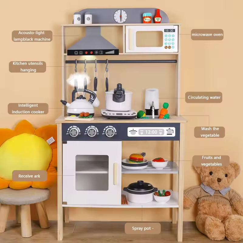 Korean Kitchen Big Wooden Simulation Toy Set for Parent-Child Play &amp; Cooking Game-Early Education Toys