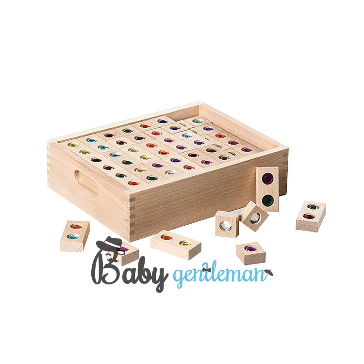 Large Particle Transparent Gem Building Block with Wooden Box Z13376D