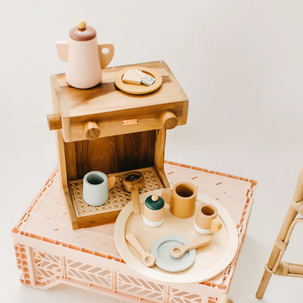 Handmade Eco-Friendly Wood Rattan Barista Toy Educational Kitchen &amp; Food Toys for Children Wholesale Nice Price From Vietnam