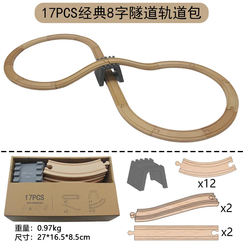 Unisex DIY Creative Wooden Railway Train Track Set Detailed Photo 5