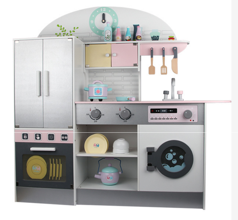 Game Gift Wooden Pretend Play Kitchen With Utensil Toys for Kids Boys Girls Children's Cooking Role Play Set