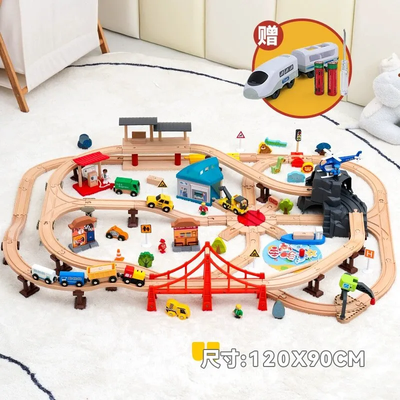 2025 Wholesale Christmas Kids Railway Wooden Electric Toy Model Mini Train Sets