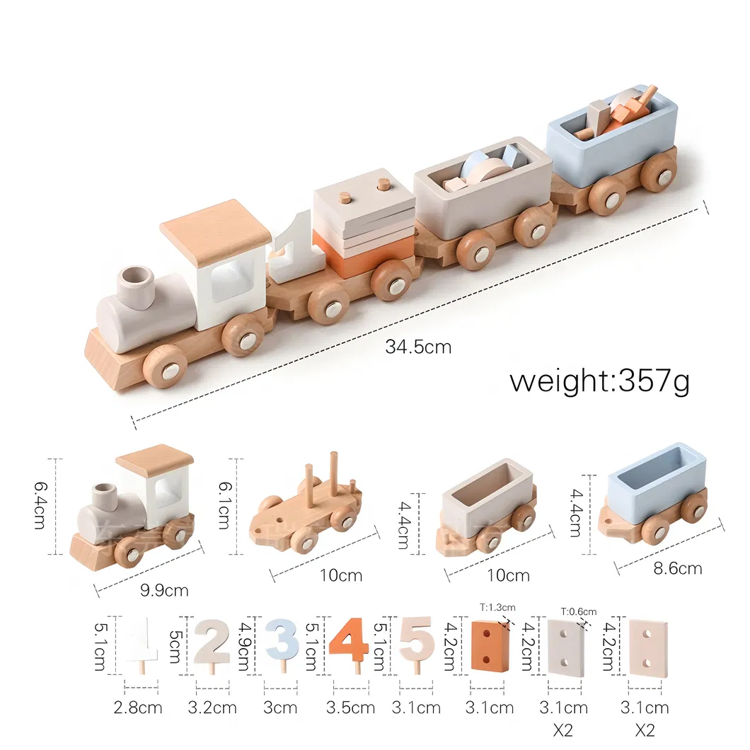 Wholesale Christmas Wooden Cars Wooden Railway Mini Train Set Toy for Kids