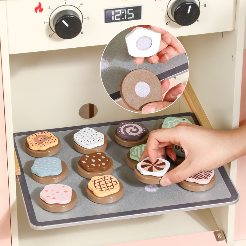 2024 New Multifunctional Customize Kids Pretend Play Cooking Coffee Maker Baking Kitchen Wooden Toy Set with Light Sounds