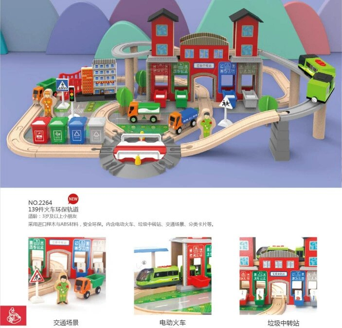2026 Wholesale Chirstmas Kids Railway Electric Toy Wooden Model Mini Train Set
