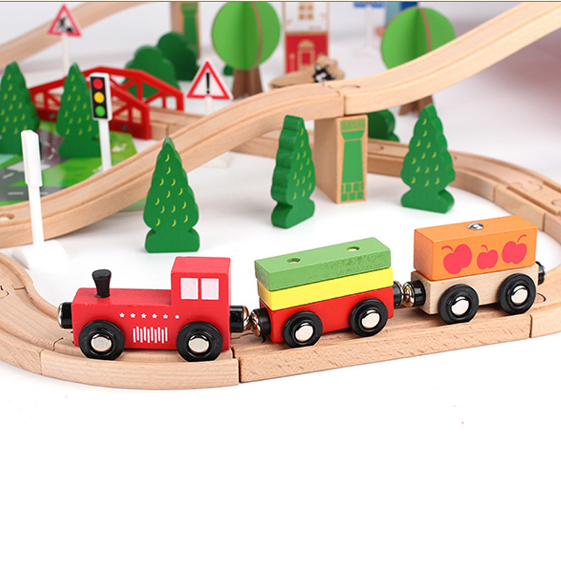 Wholesale Christmas Kids Wooden Railway Electric Toy Model Mini Train Set