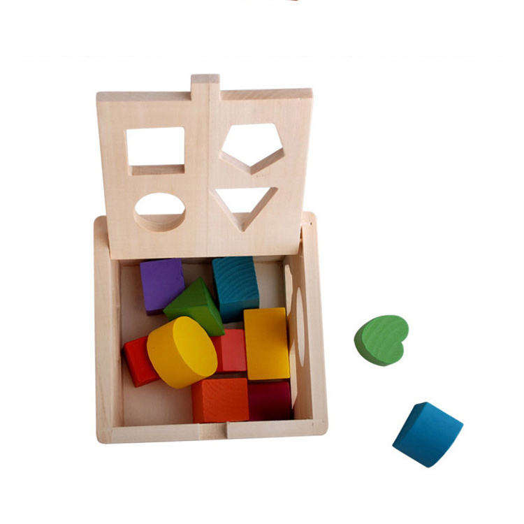 Customized Montessori Children Wooden Geometric Shape Sorter Box Educational Building Blocks Matching Toys for Kids