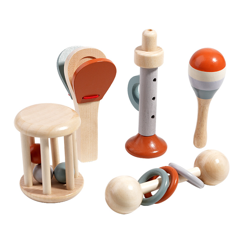 5 Pack Wooden Musical Instruments, Toddler Percussion Toys for Early Learning