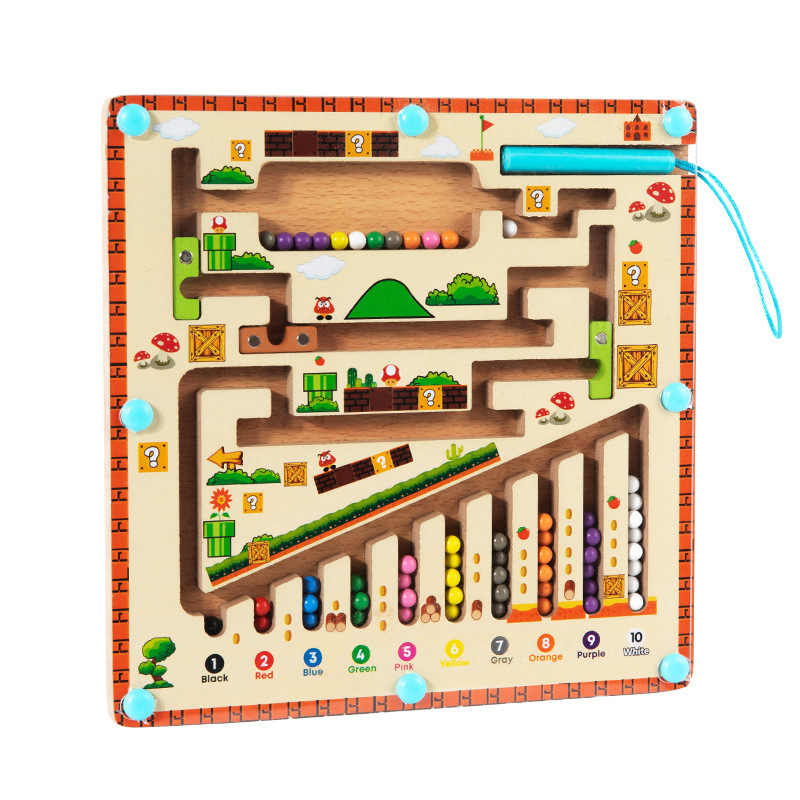 Montessori Wooden Unisex Educational Games for 4-6 Year Olds Bead Sorting Maze Toy Cognitive Number Logic Thinking Challenges