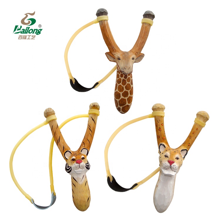 Ready to Ship Wholesale Kids Toy Animal Wood Carved Slingshot for Outdoor Play