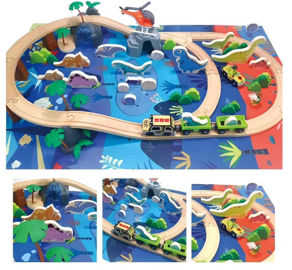 2026 Wholesale Chirstmas Kids Railway Electric Toy Wooden Model Mini Train Set