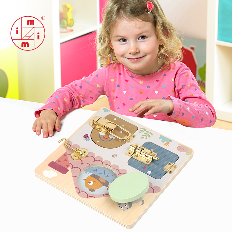 Montessori Wooden Busy Board Children Sensory Learning Activities Early Education Learning Toys Busy Board for Motor Skills