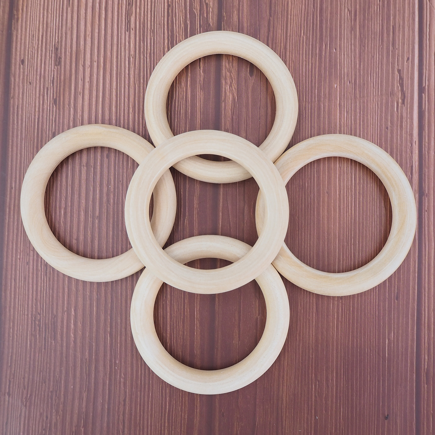 Fine Quality Eco Friendly 70mm Natural Maple Wooden Teeth Ring Teether Kids Toy Ornaments Accessories Baby Wood Ring