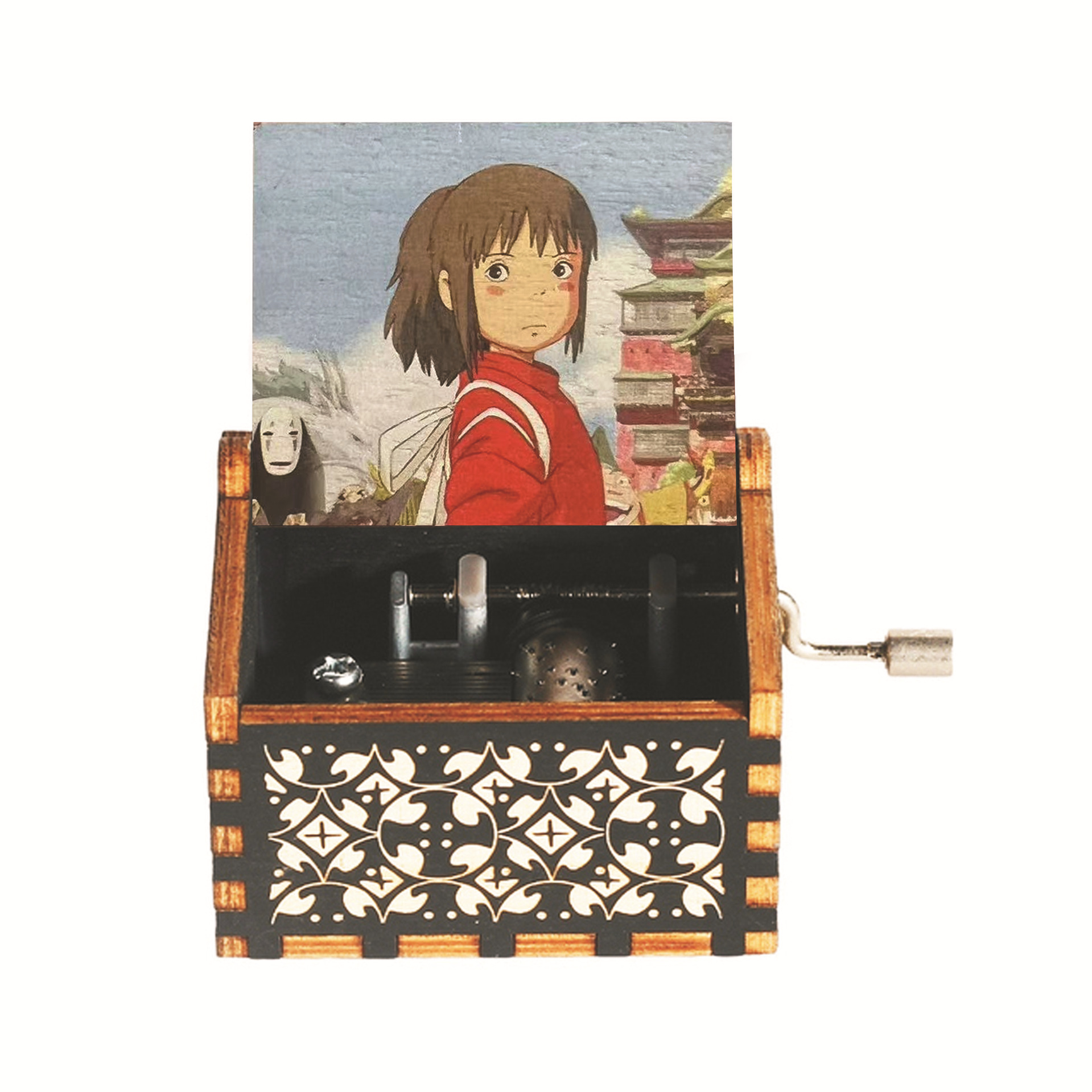 Hot Selling Custom DIY Wooden Music Box Colorful Laser Engraved Mini Hand Crank Eco-friendly Pre-recorded Cartoon Style Holiday