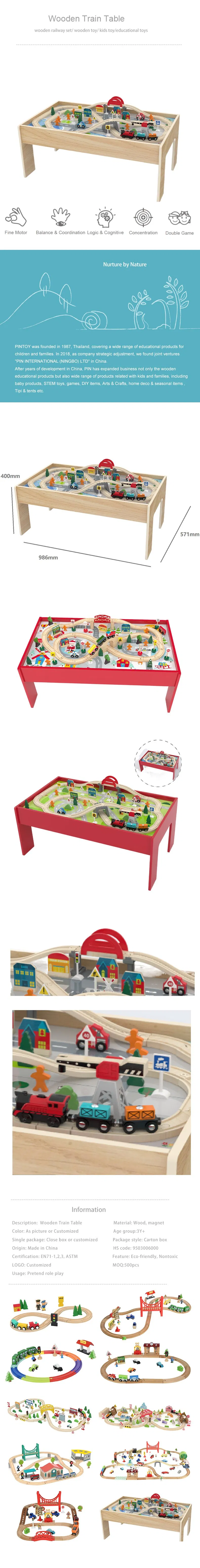 Wooden Train Track Play Table Customized Educational Railway Table Set for Kids