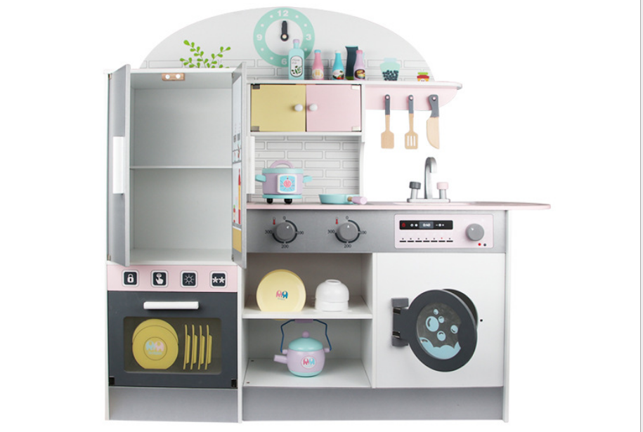 Game Gift Wooden Pretend Play Kitchen With Utensil Toys for Kids Boys Girls Children's Cooking Role Play Set