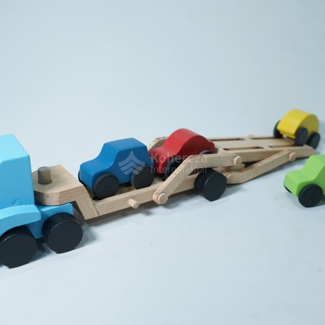 Classic Wooden Push &amp; Pull Truck Play Set with Mini Cars Active Walkers &amp; Toys for Kids