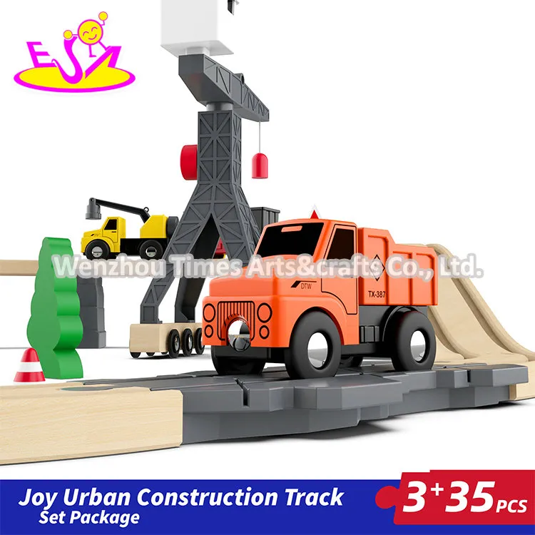 Customize Cheap 35 PCS Assembly Slot Toys Wooden Train Track Set for Kids W04c246