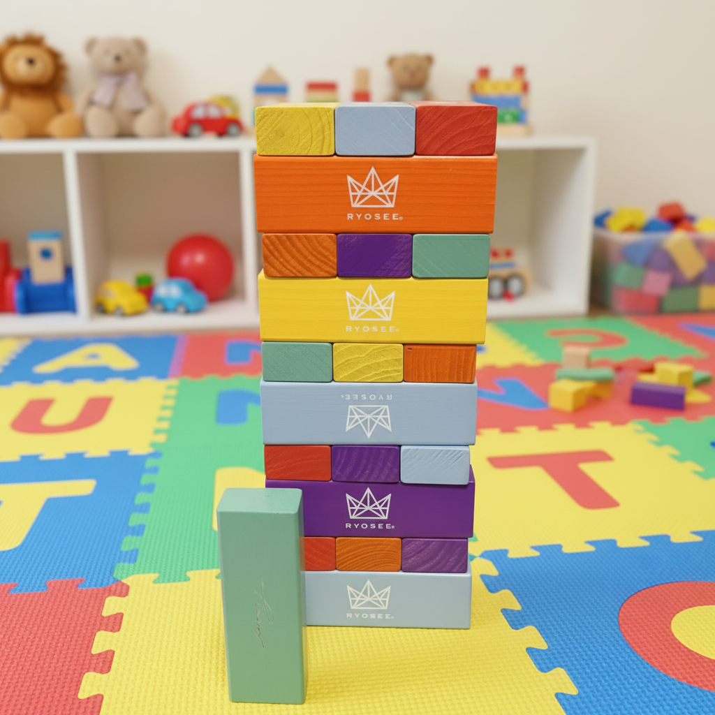 Wooden Tower Stacking Building Blocks Wooden Building Blocks Wooden Tower Building Game Wooden Blocks
