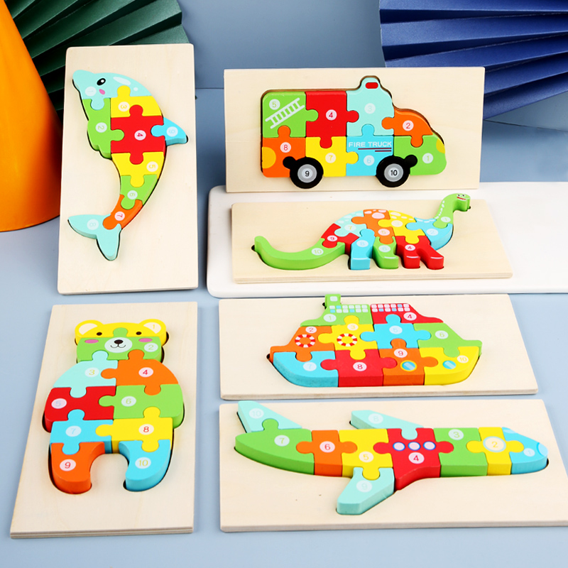 2021 Colorful Wooden 3D Montessori Educational Puzzle Toys for Children's Intelligence Development
