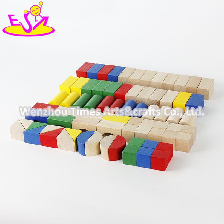 Colorful 80 Pieces Kids Wooden Toy Connecting Building Blocks Best Sale Children Wooden Intelligence Building Blocks W13A137