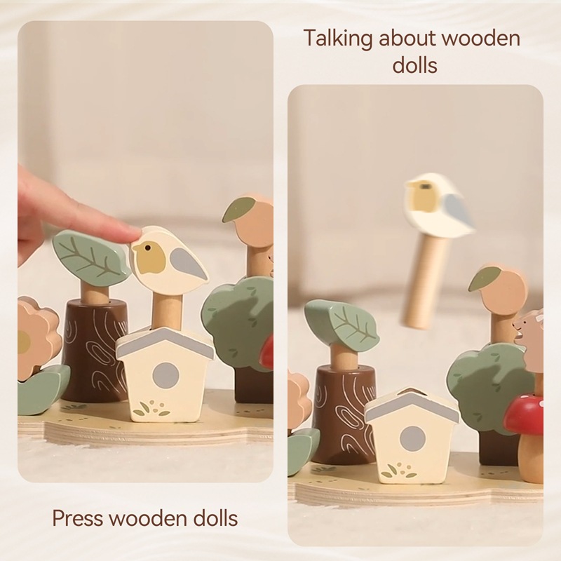 Unisex Wooden Forest Animal Interactive Toy for Baby's Early Education Hand-Eye Coordination &amp; Matching Game for Children