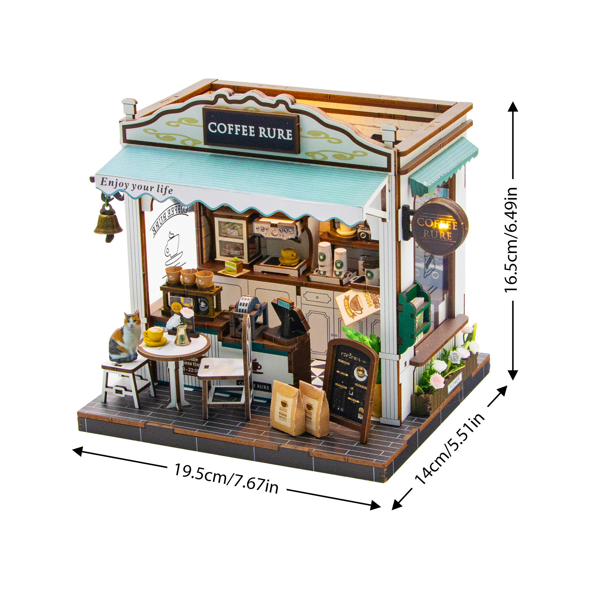 Wholesale New Product M2506 Coffee Rure Wooden Doll House 3d Wooden Puzzle Dollhouse Wood Diy Mini Dollhouse Kit