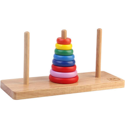 Eco-friendly Wooden Hanoi Tower Kids Indoor Playground Brain Toy