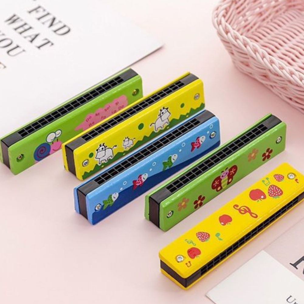High Quality Wooden Harmonica for Kids Educational Mouth Organ Sound Toy Chromatic Pronunciation Method