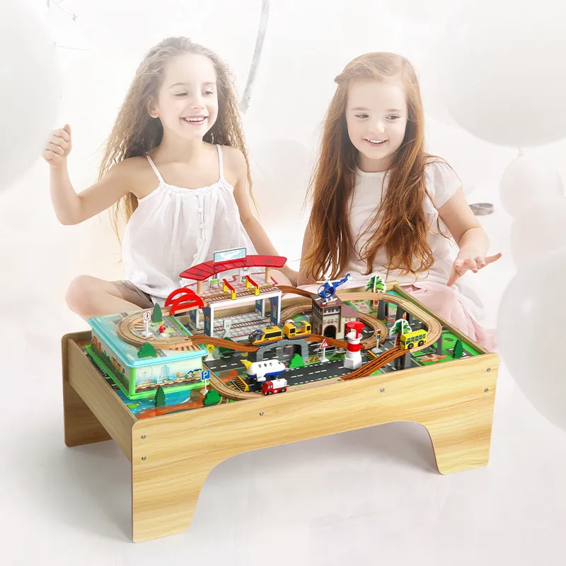Wooden Education Train Track Sets Jungle Beech Wooden Track Toys Set