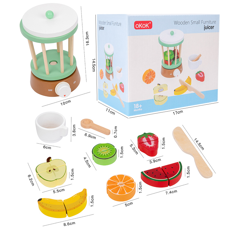 Wooden Kid Kitchen Toys Set with Bread Coffee Juice Maker Models-Packaged in Box