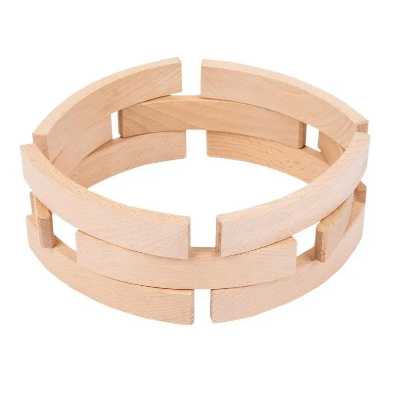 12PCS Solid Beech Wood Rainbow Color Bending Plate Building Blocks