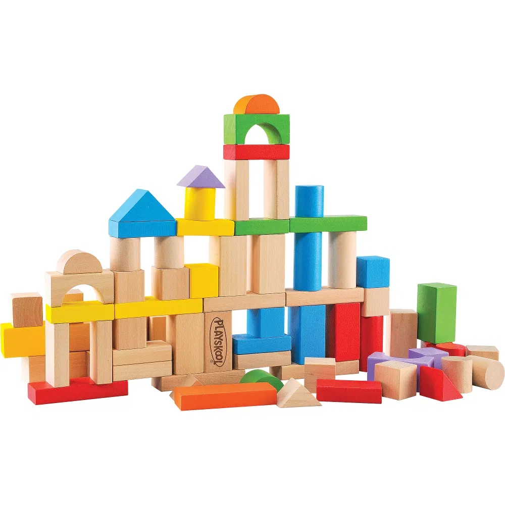 Wooden Toy Gift Set Developmental Construction Natural Building Blocks