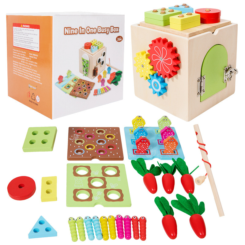 Montessori Wooden Toys Play Kit for Toddlers 2 4 Object Permanence Box Coin Carrot Early Development Shape Sorter Ball Drop EN71